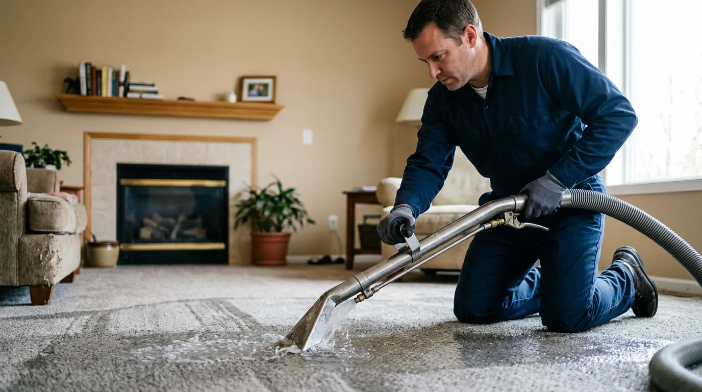 Water damage restoration technician working near Athens, WV